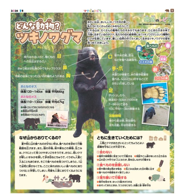 どんな動物？ツキノワグマ（マナビのトビラ 2026夏号 5ページ）